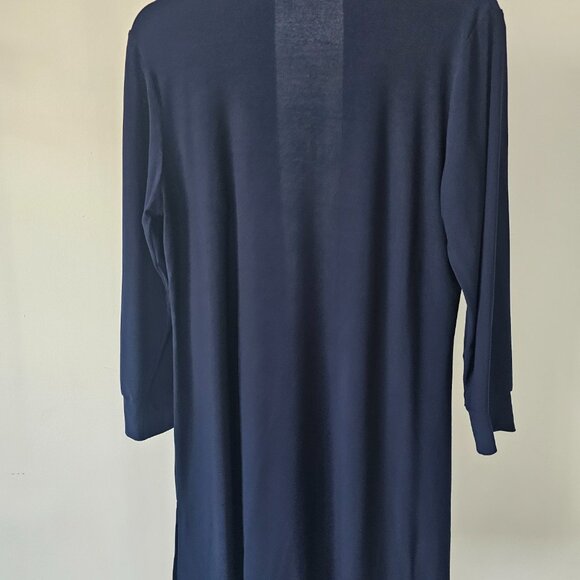 Moda VERONA Navy Stole-Like Long Sleeve Knit Sheath Overlay Dress Jacket w/Beads - Picture 6 of 7